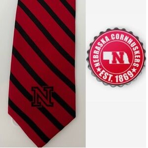 Nebraska Cornhuskers Black and Red Stripe Necktie